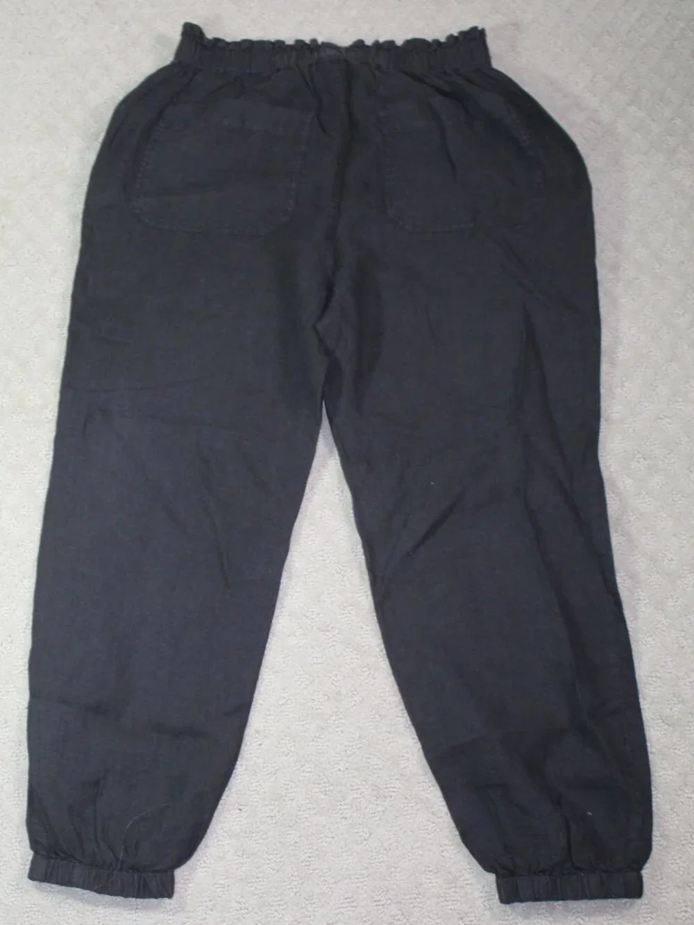 Joie Size S 100% Linen Black Elastic Waist Elastic Ankle Pants